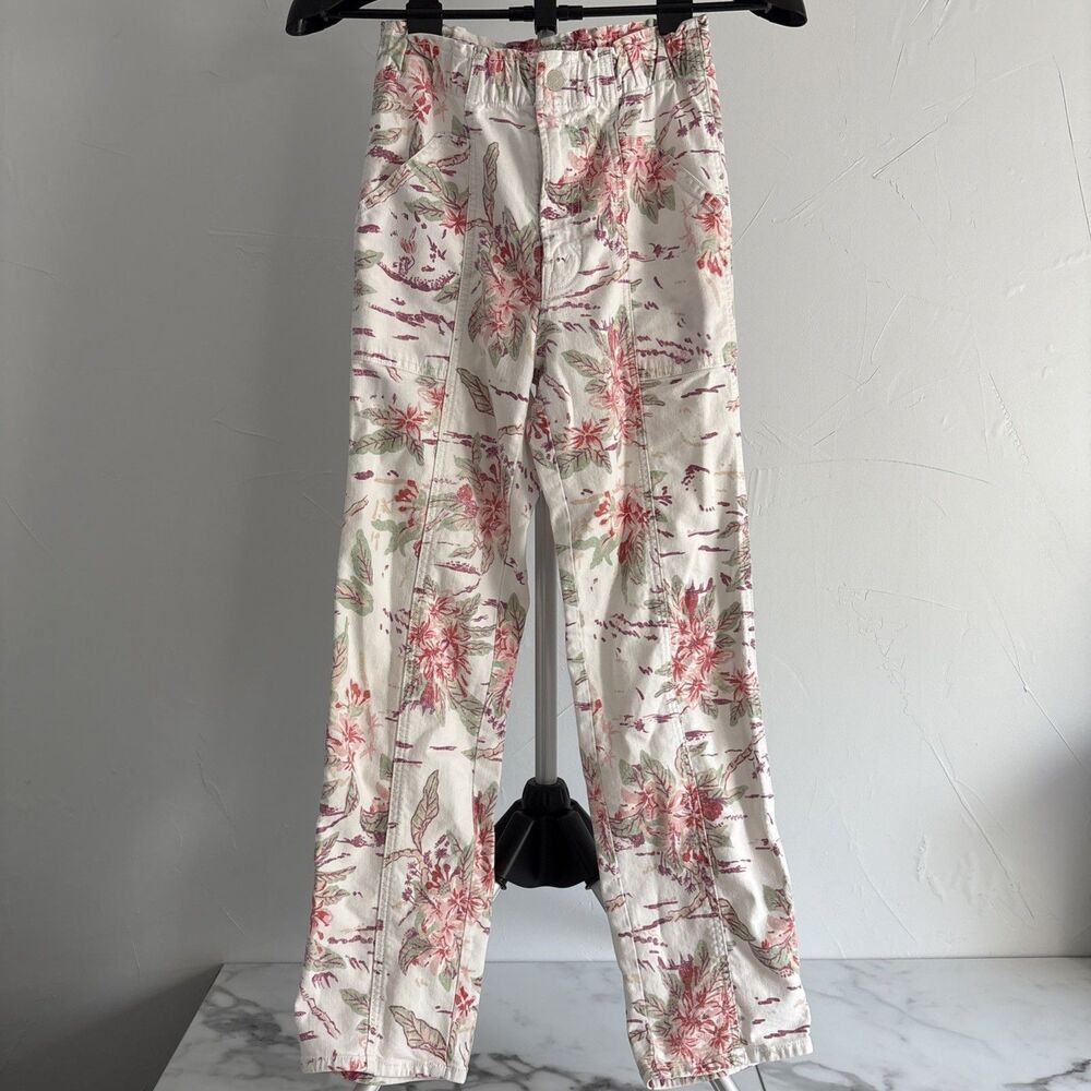 MOTHER Denim Floral Tropical Print Paperbag Utility Pants 26